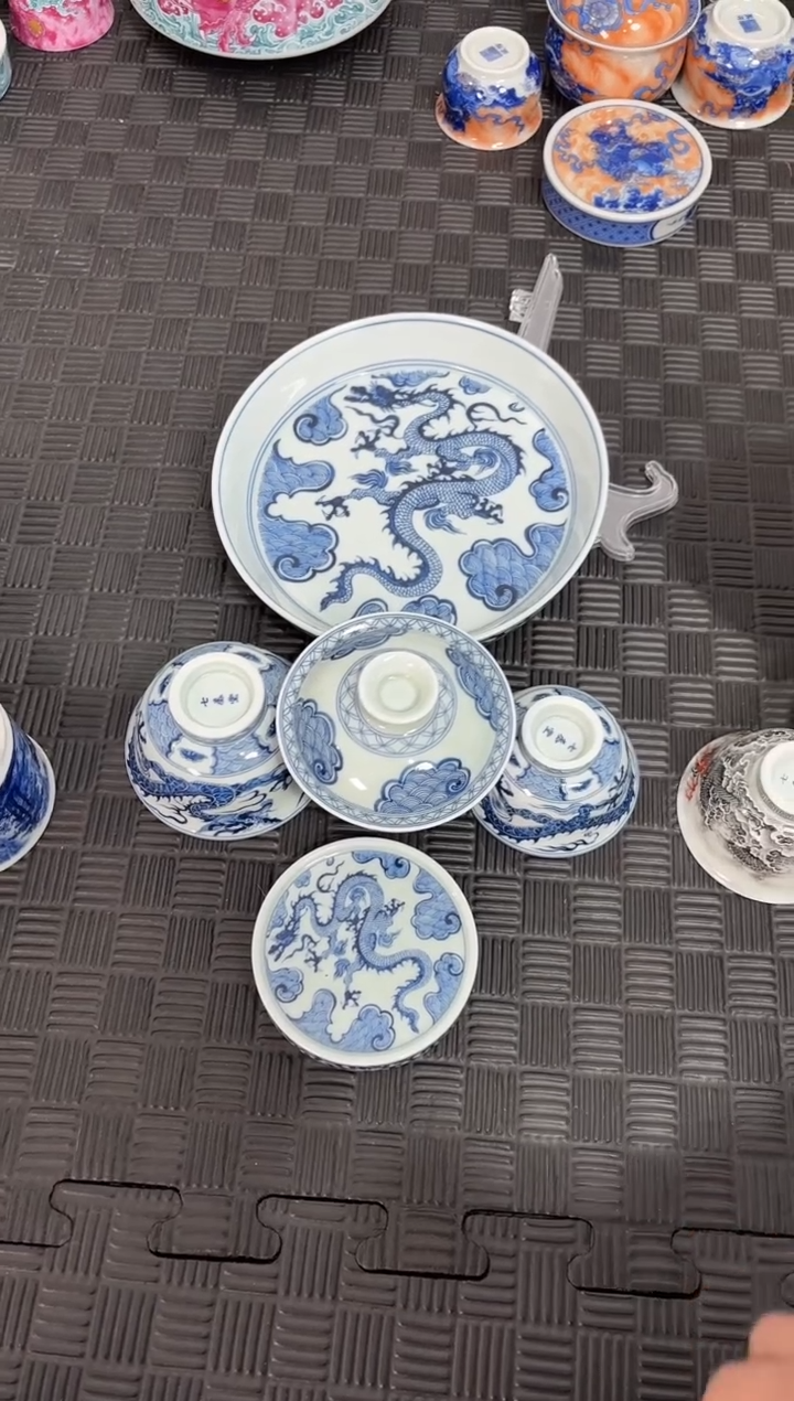 盖碗瓷?**?景德镇陶瓷茶具七丞堂穿云龙套组