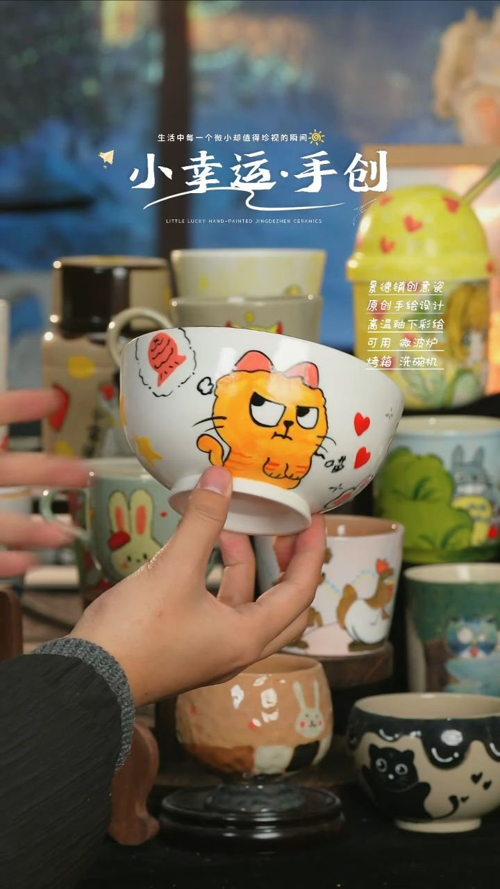 【闪购商品】小幸运纯手工手绘陶瓷