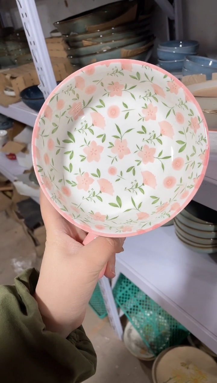 【闪购商品】碗微瑕（1件套）桃花手柄碗