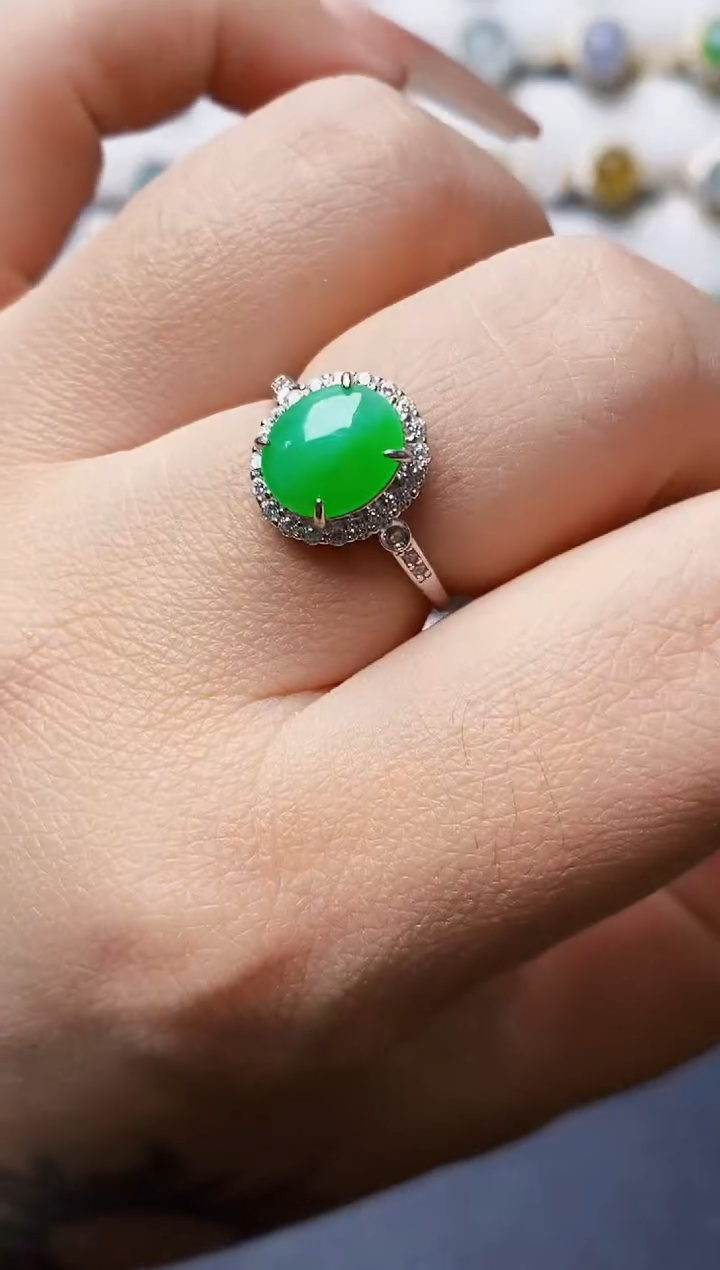 银S925镶嵌戒指翡翠0639