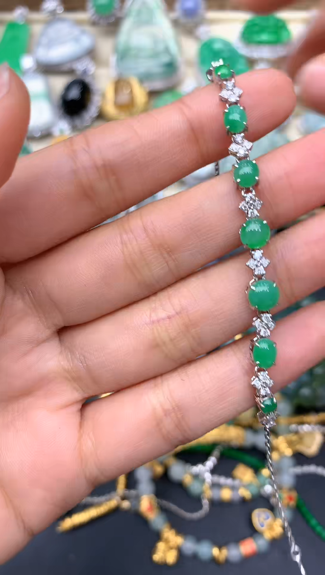 【闪购商品】翡翠手链18K金镶嵌251-中国好珍宝