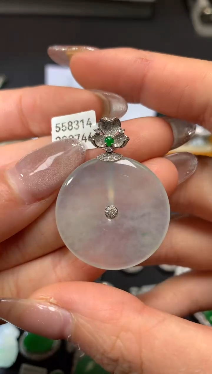 翡翠18K金镶嵌吊坠(不含链)吊坠