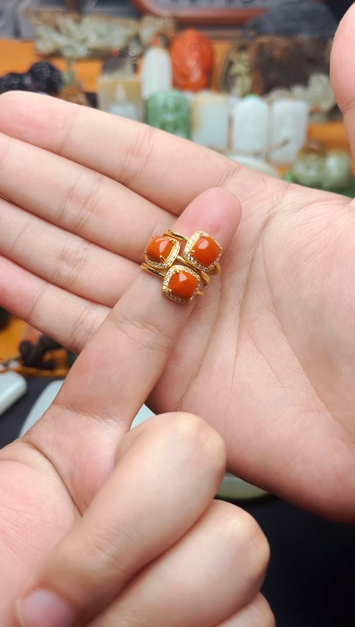 【闪购商品】南红玛瑙戒指银S925镶嵌戒指多样性拍一发一01