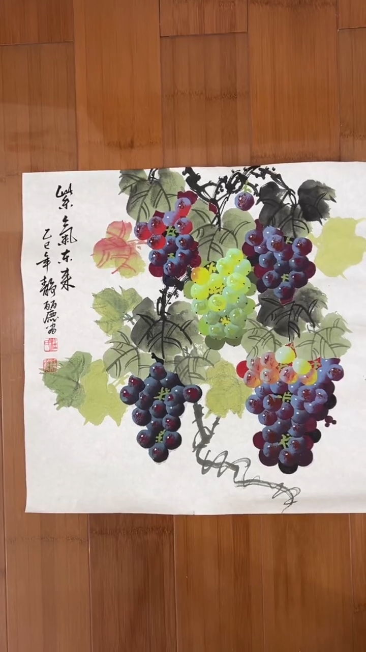 国画【福利，纯手工手绘】杜静丽葡萄50*50厘米
