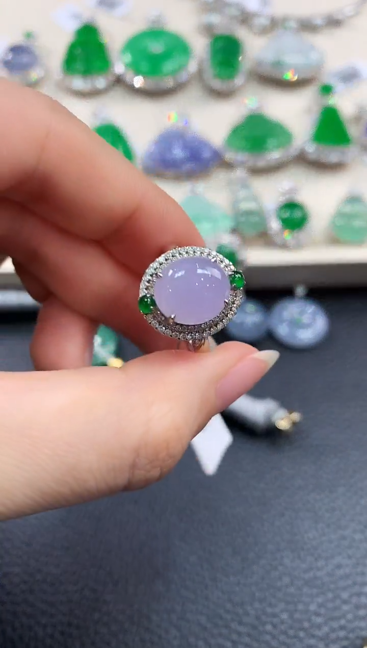 【闪购商品】翡翠戒指18K金镶嵌B109  紫货有色差