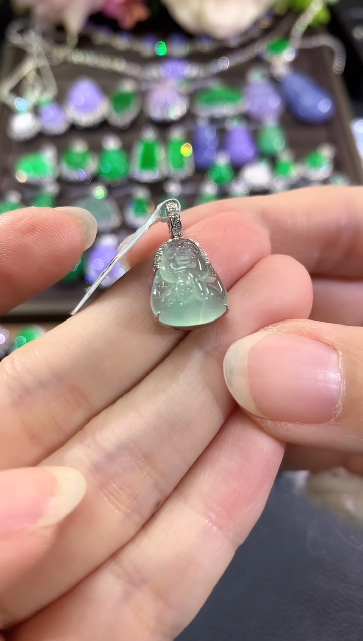 吊坠(不含链)18K金镶嵌翡翠e8