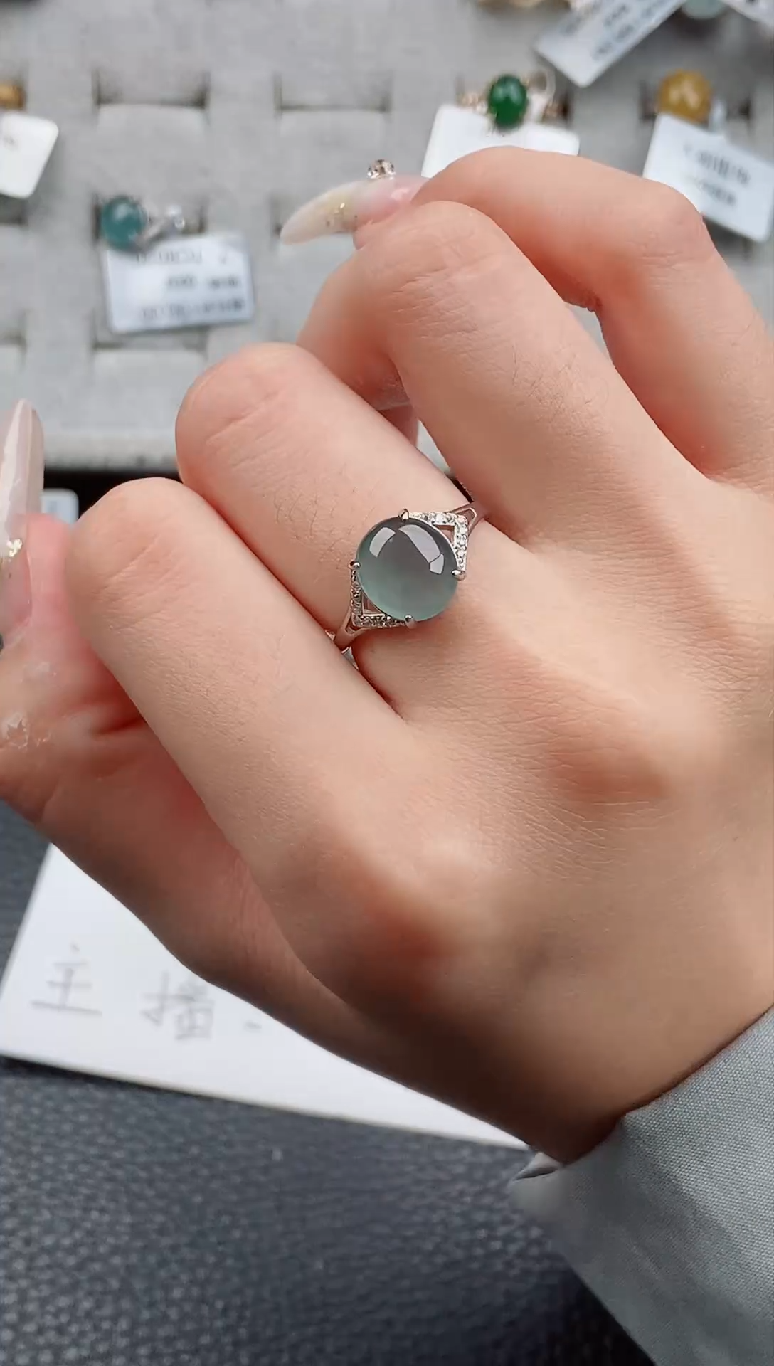 【闪购商品】翡翠戒指银S925镶嵌戒指148