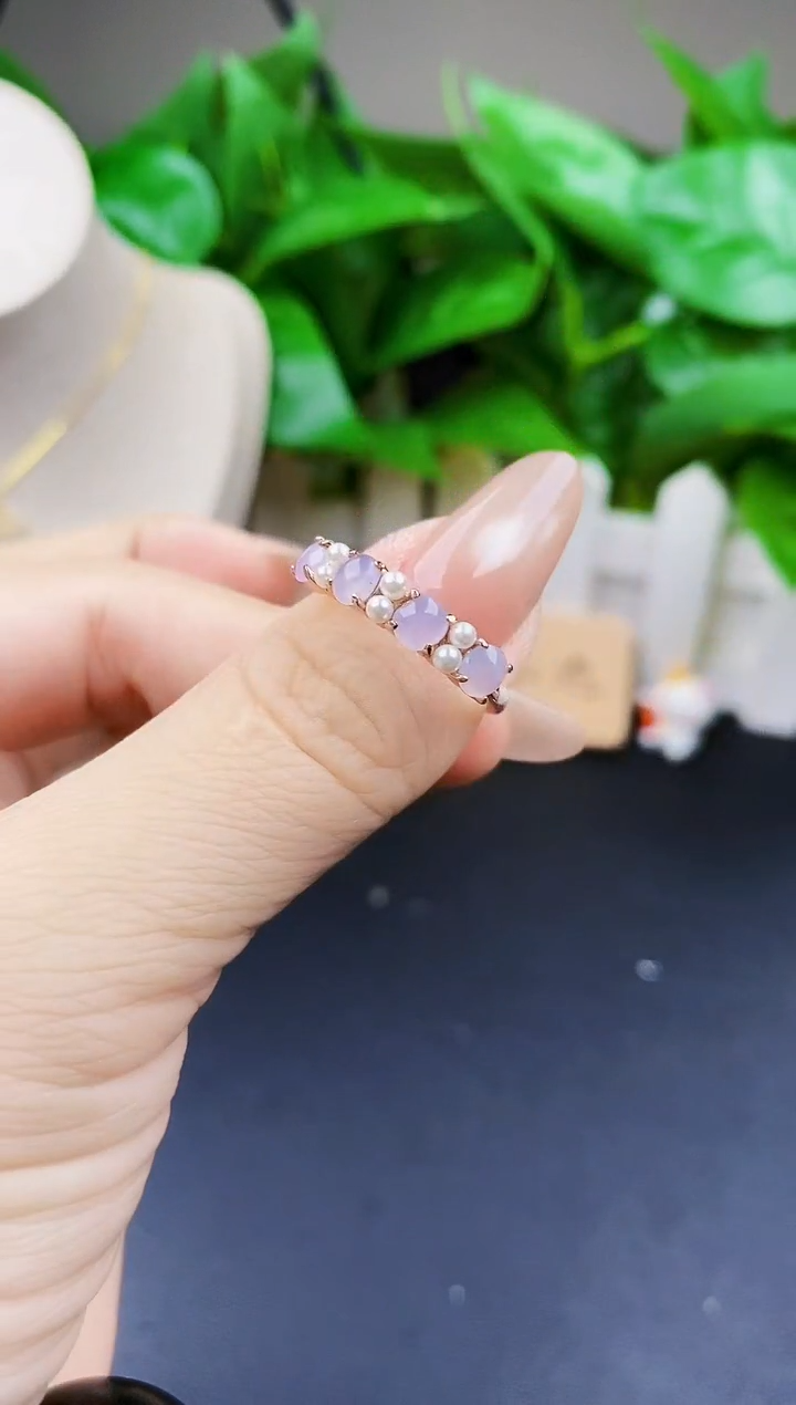 翡翠戒指银S925镶嵌12