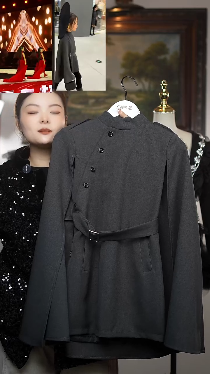 欢**家120灰色斗篷艺桐轩儿童礼服