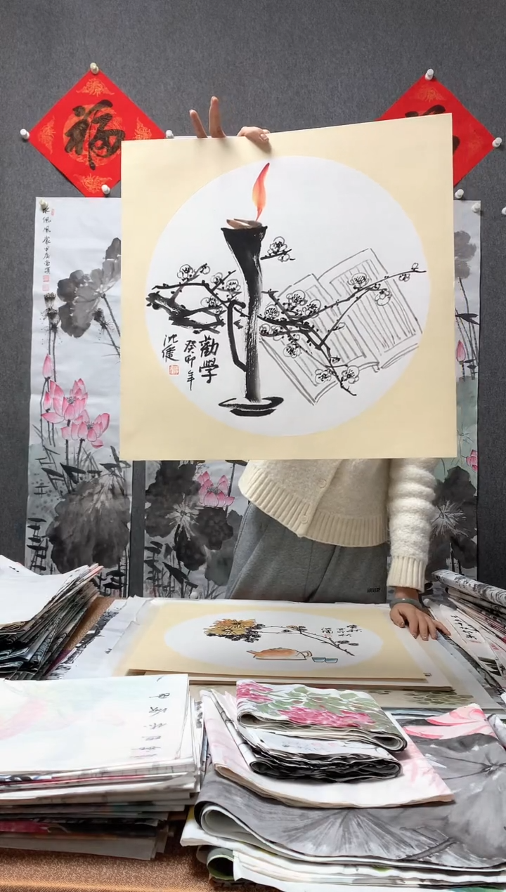 【闪购商品】国画福利！沈健 三尺斗方卡纸 50*50cm