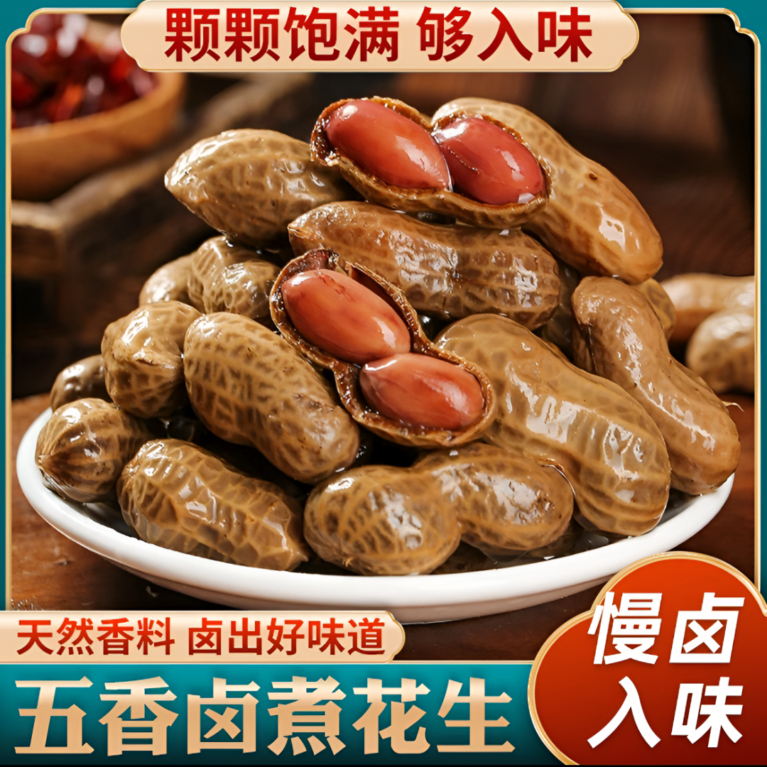 两包两斤卤汁花生卤煮花生卤煮带壳五香盐水花生香辣水煮花生零食