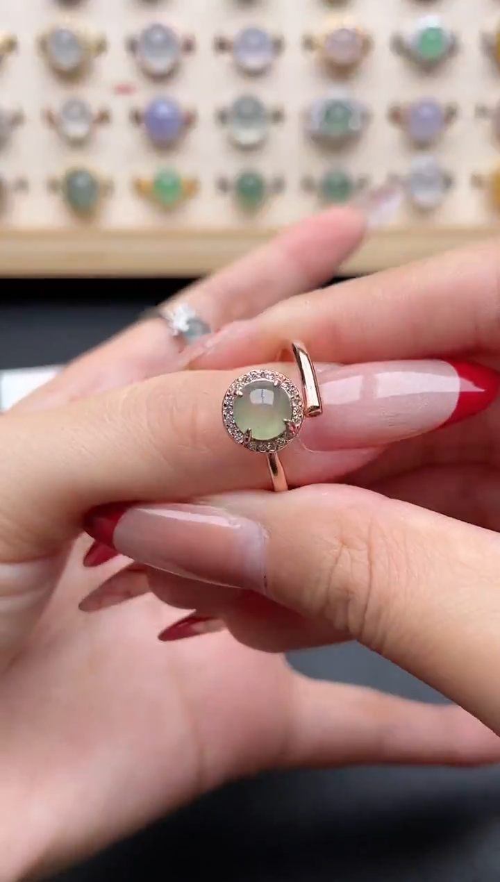 【闪购商品】翡翠戒指银S925镶嵌一物一证一礼盒