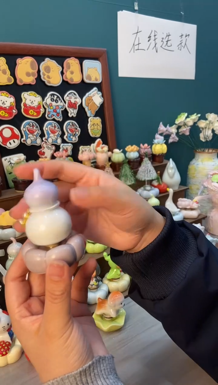 摆件陶紫色葫芦景德镇陶瓷摆件1个装