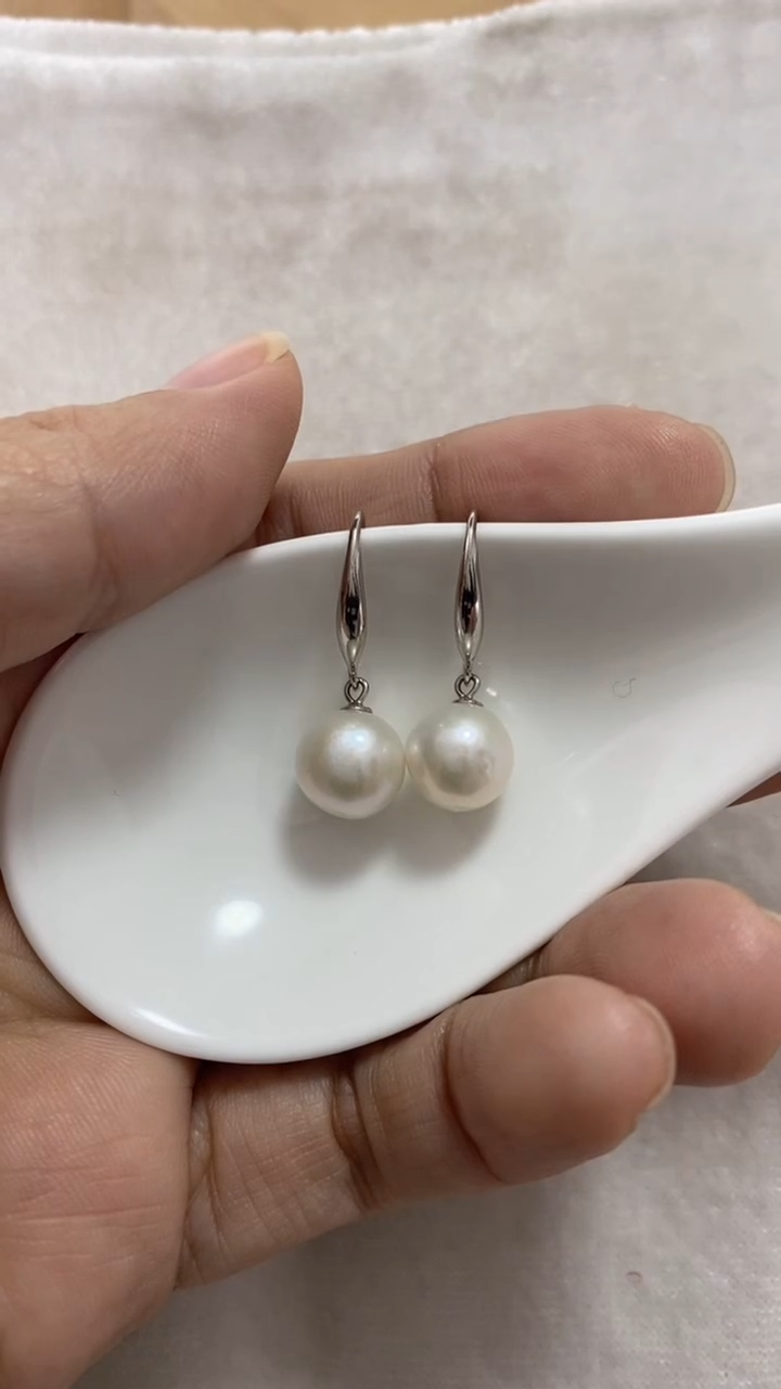 【闪购商品】淡水珍珠耳饰银S925镶嵌9-10mm