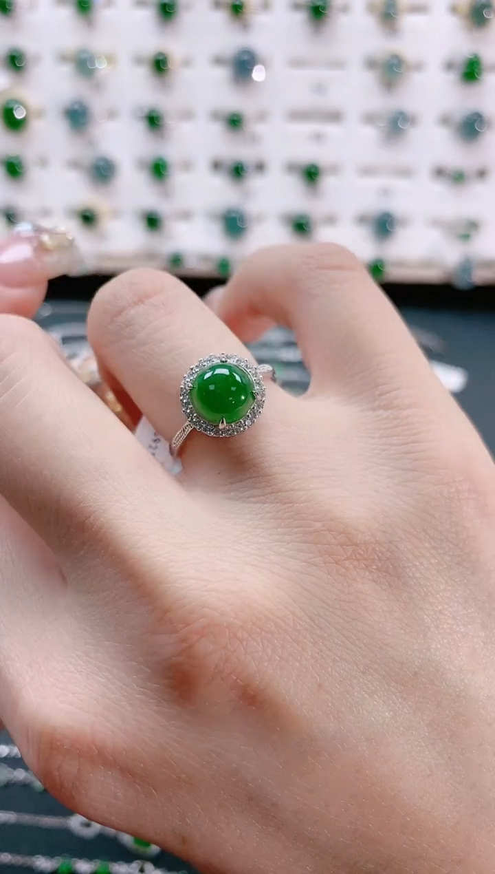 【闪购商品】翡翠戒指银S925镶嵌天然翡翠