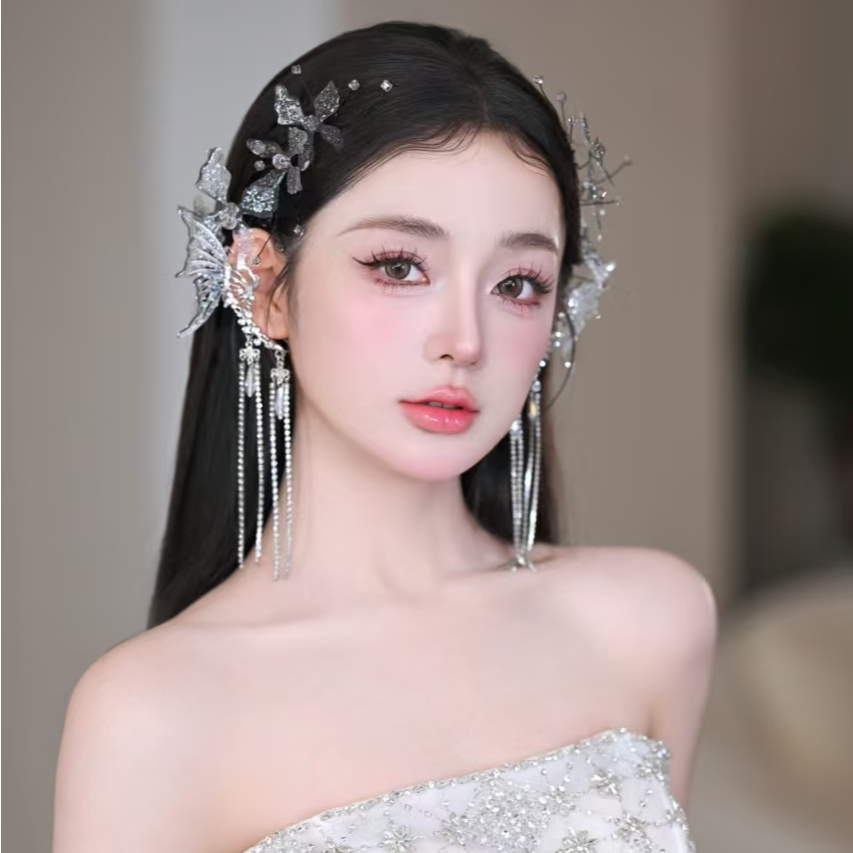 非金属亚克力耳饰 1015仙气精灵蝴蝶精致减龄设计款流苏耳挂耳环