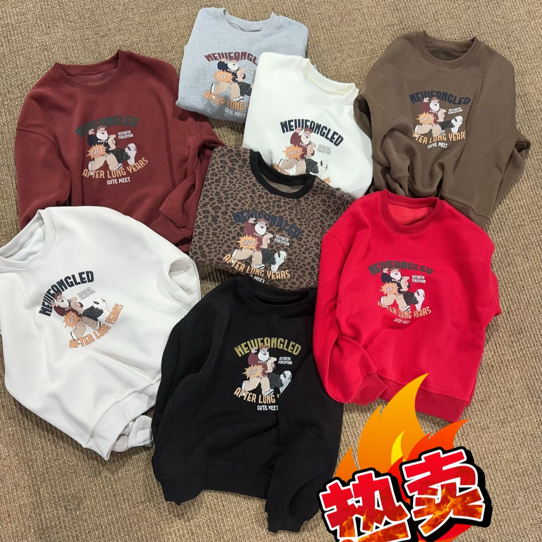 【主播推荐】女士圣诞老人加绒圆领卫衣8002