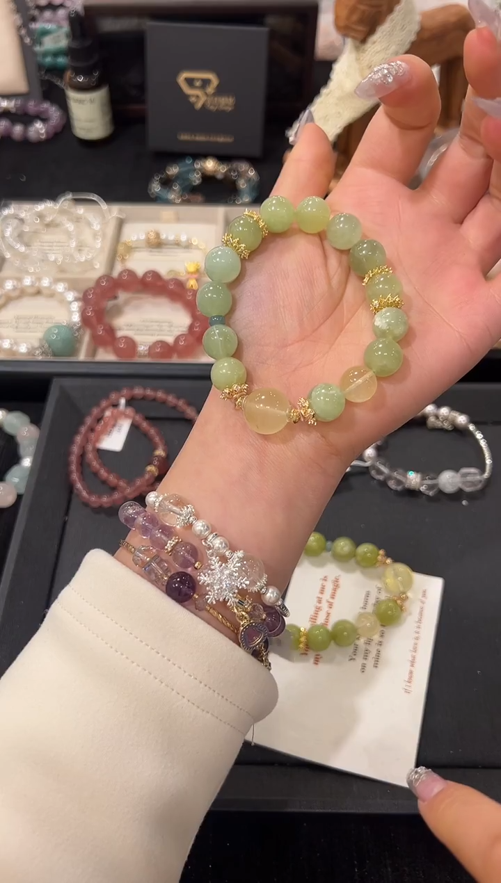 未镶嵌手链水晶岫玉黄水计款手串