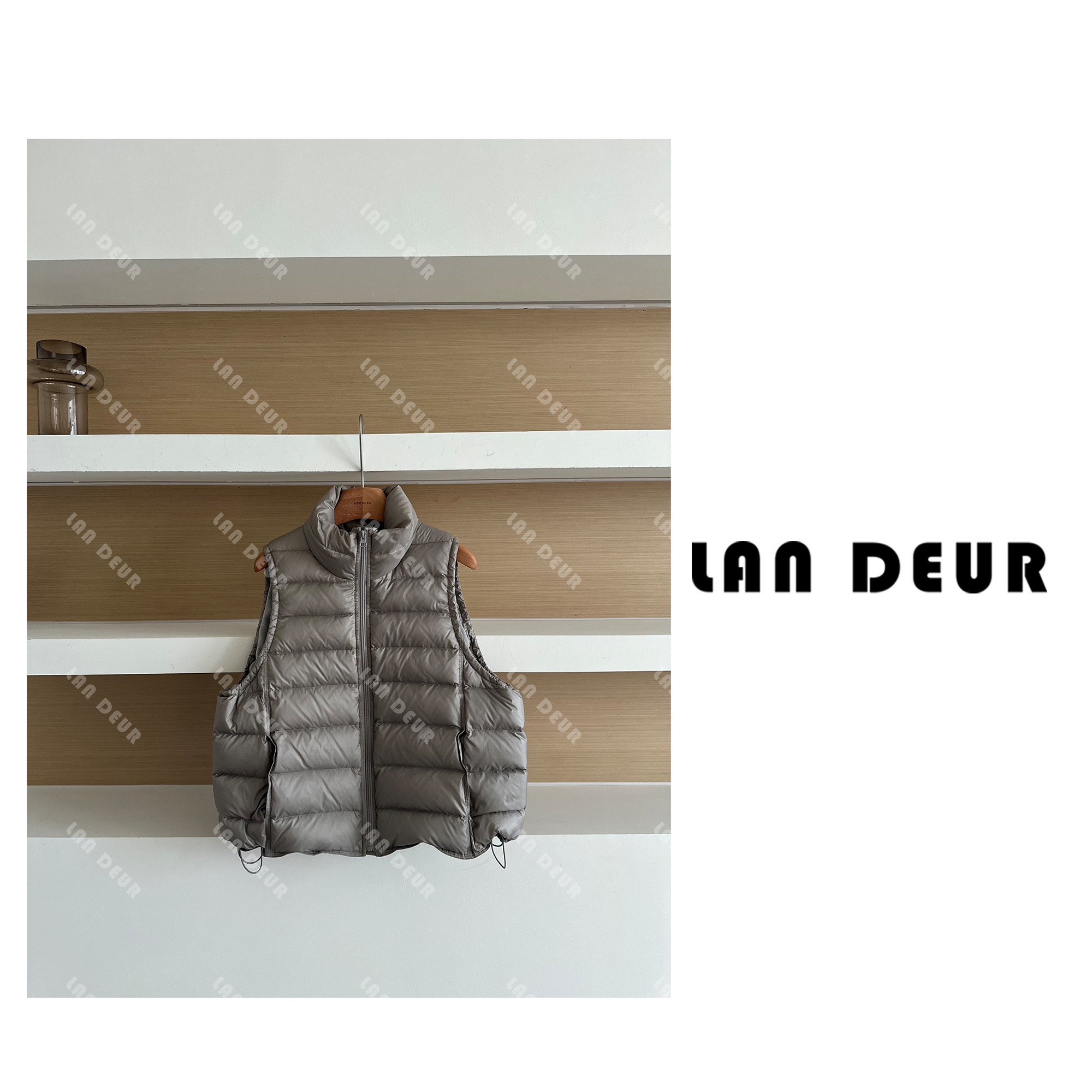 JIUJIU【花楼听月】时尚百搭立领拉链无袖排骨设计感鹅绒马甲外套