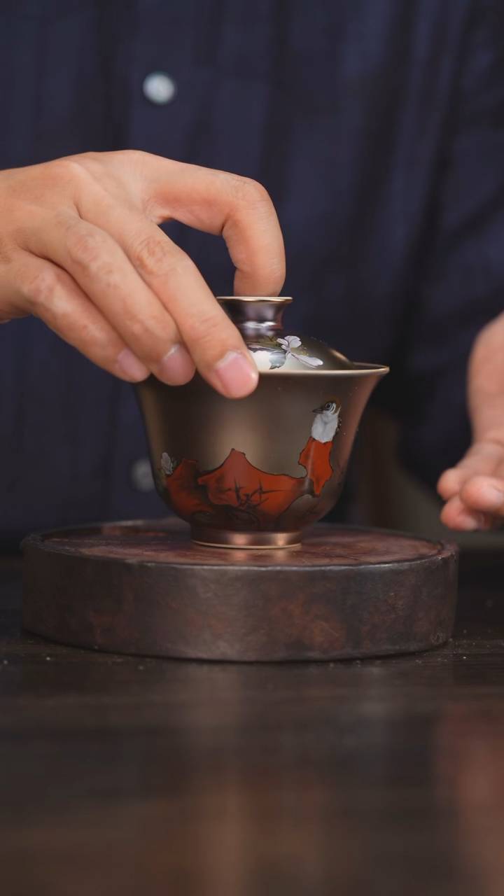 【闪购商品】杯132柴房陶瓷丨窑宝绘画盖碗