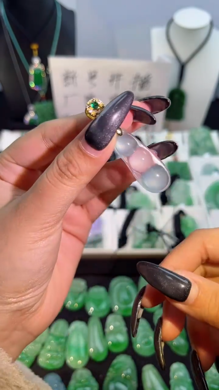 【闪购商品】翡翠手串银S925镶嵌翡翠颈饰925银镶嵌天然翡翠吊坠