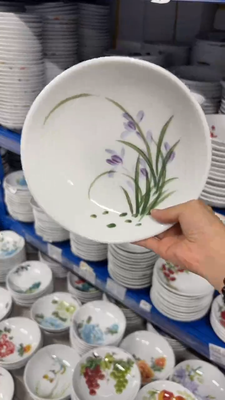 瓷片景德镇陶瓷食品级手绘釉中彩-圆深盘