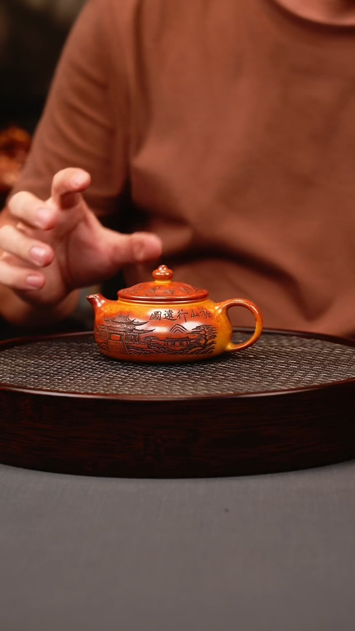 茶壶紫砂寒江 火云柴烧