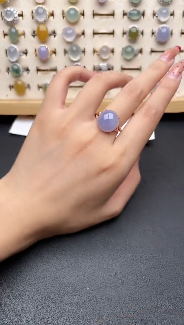 【闪购商品】翡翠戒指银S925镶嵌一物一证一礼盒