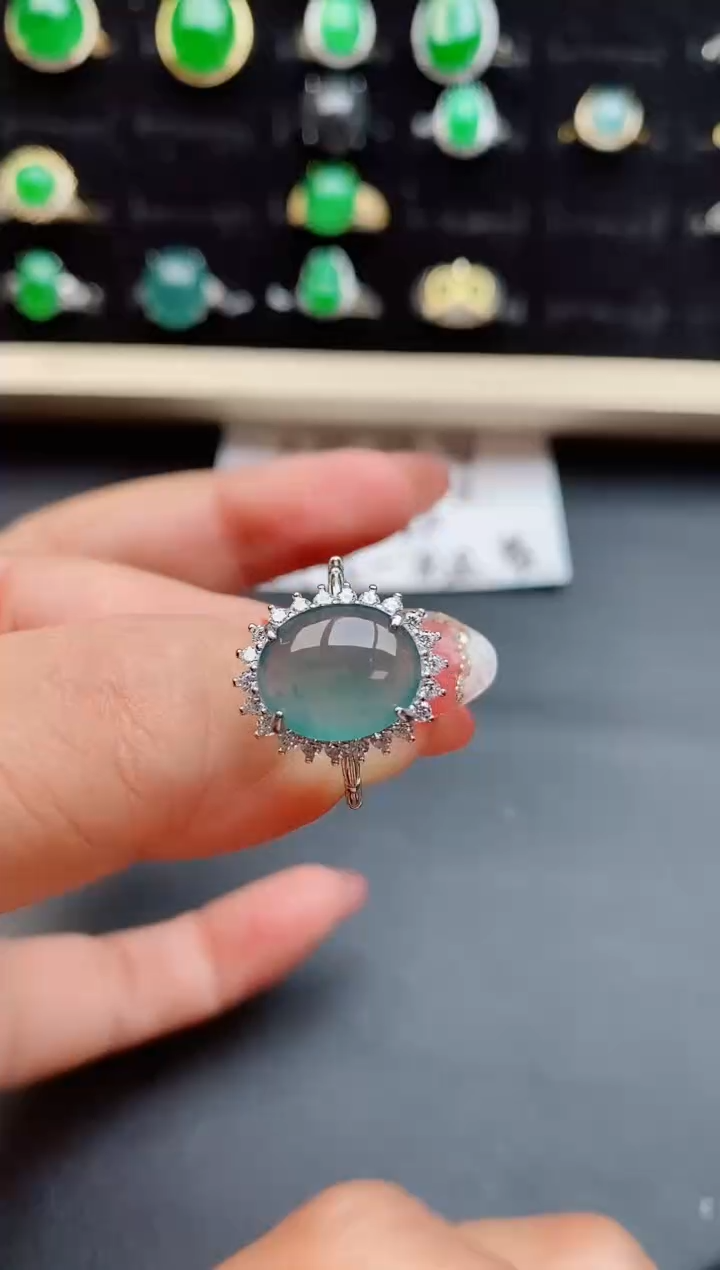 【闪购商品】翡翠戒指银S925镶嵌8000