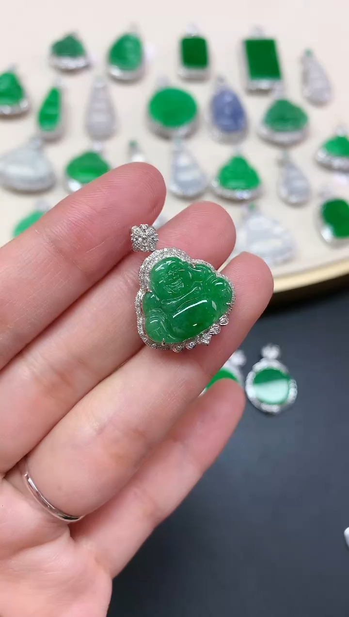 【闪购商品】翡翠吊坠(不含链)18K金镶嵌A251|4980