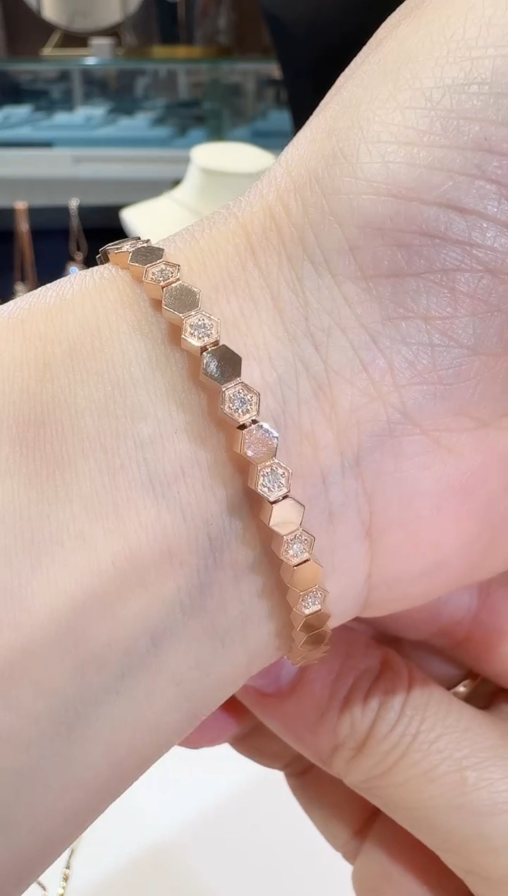 【闪购商品】钻石手链18K金镶嵌蜂巢手链18号