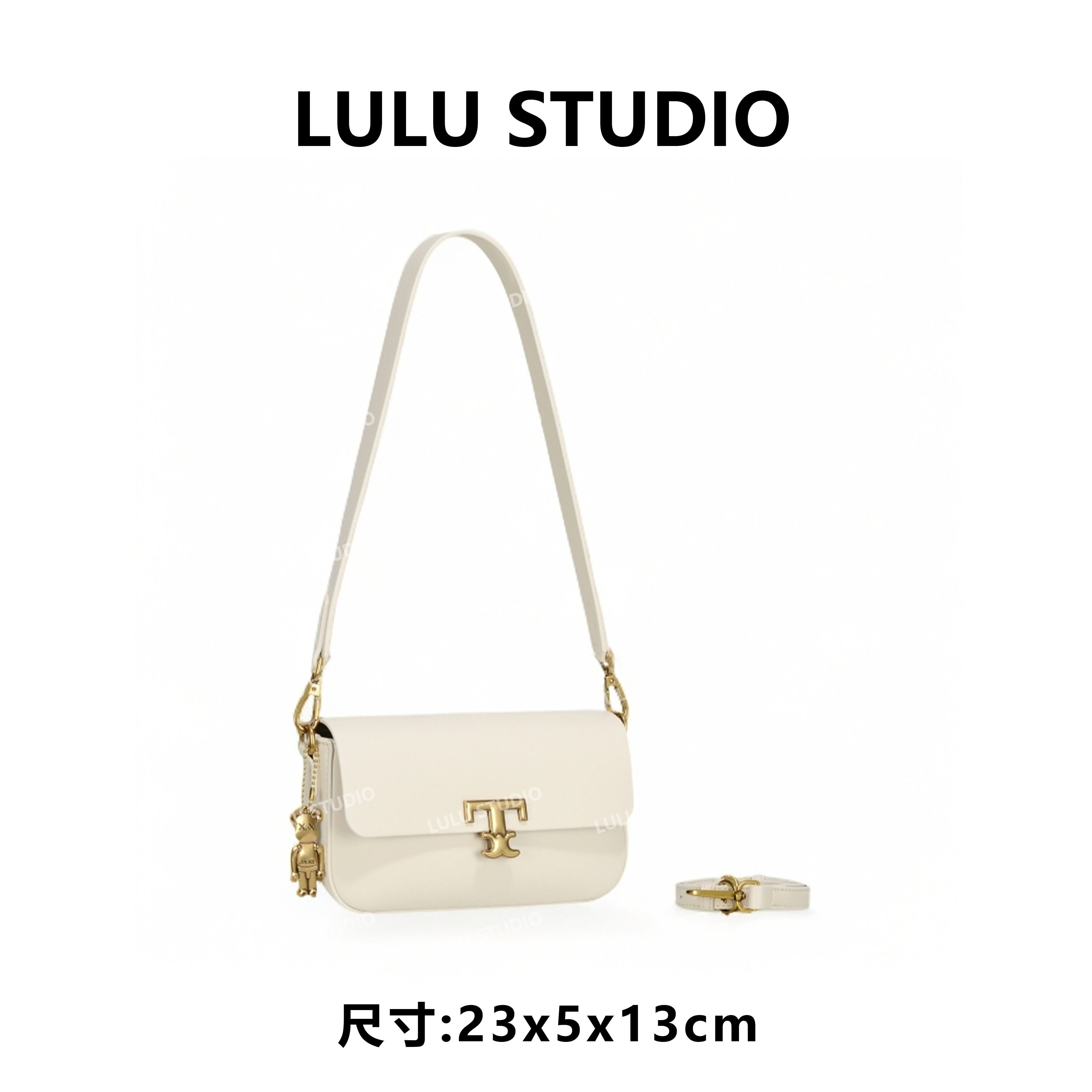 【LULU】GQ-25181-米白RAIN.CUN简约百搭腋下斜跨女包特