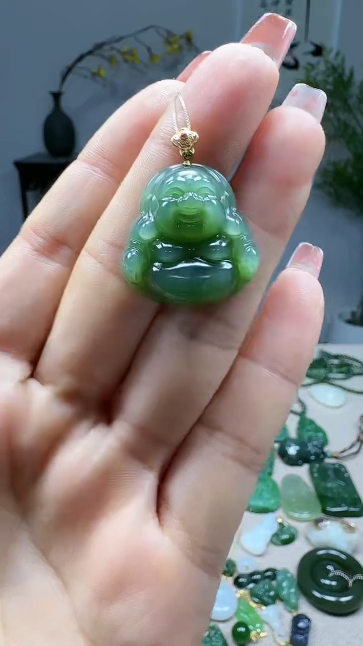 吊坠(不含链)18K金镶嵌和田玉1