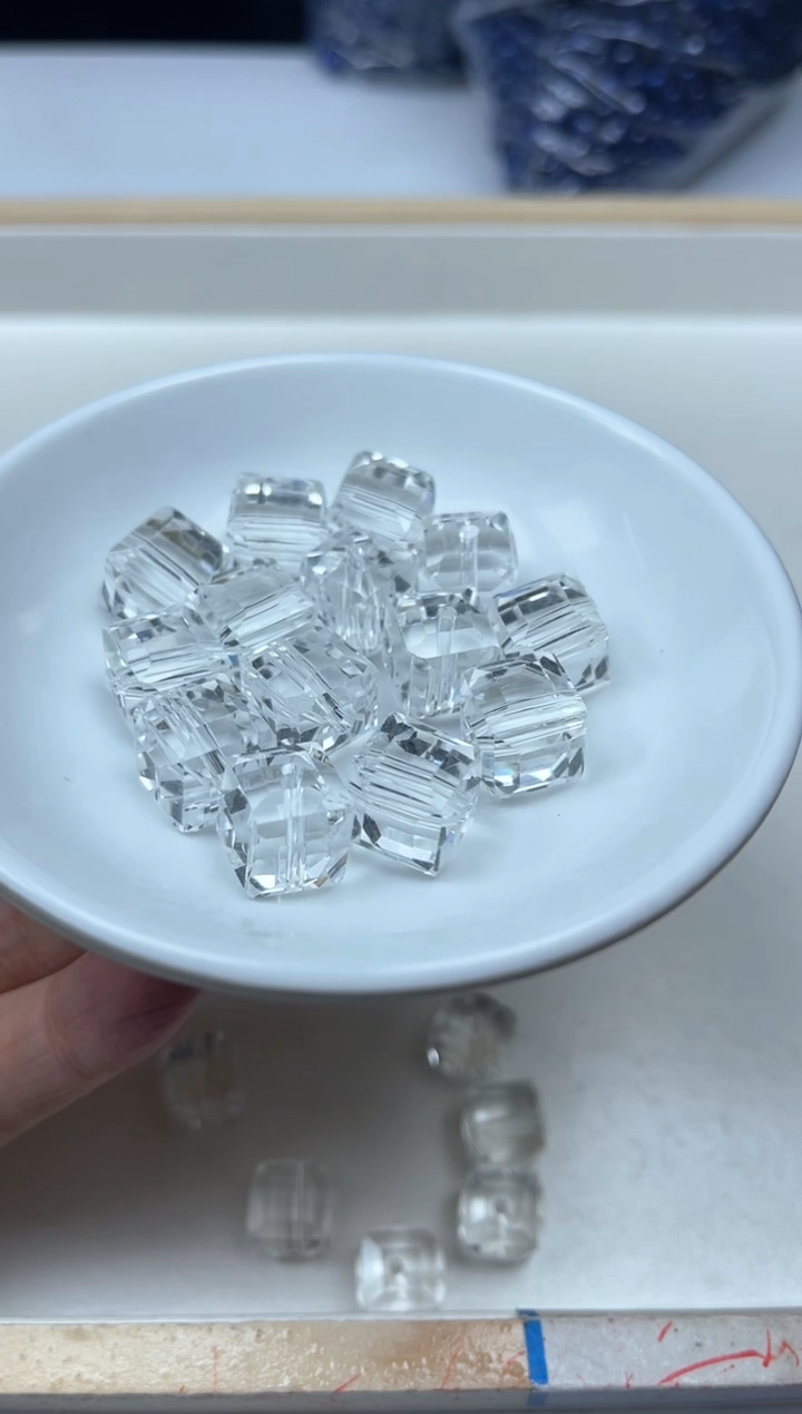 水晶珠宝半成品未镶嵌M441白水晶方糖12mm5颗12元