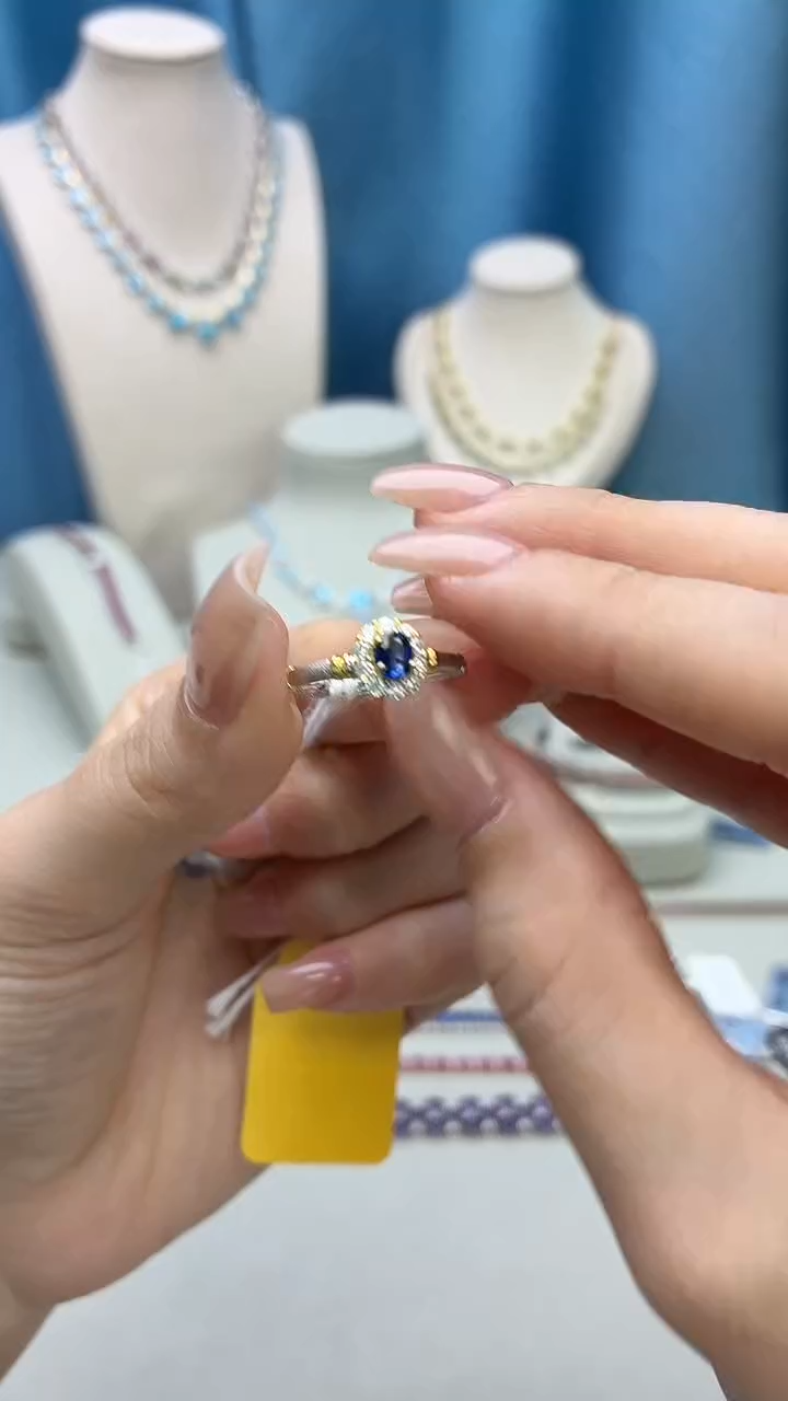 戒指蓝宝石银S925镶嵌306BJ1209产品一个（多样性）