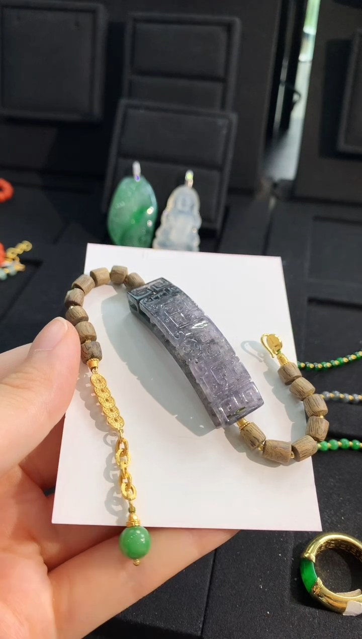 【闪购商品】翡翠手链18K金镶嵌手饰