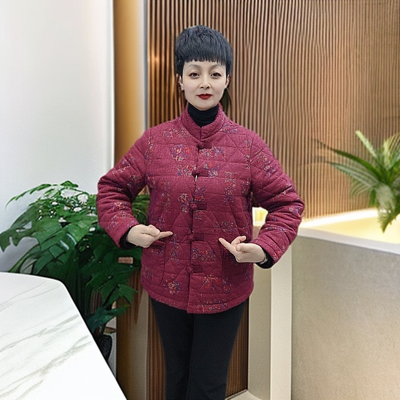 中老年妈妈装冬季保暖棉服轻便夹棉外套奶奶小棉袄