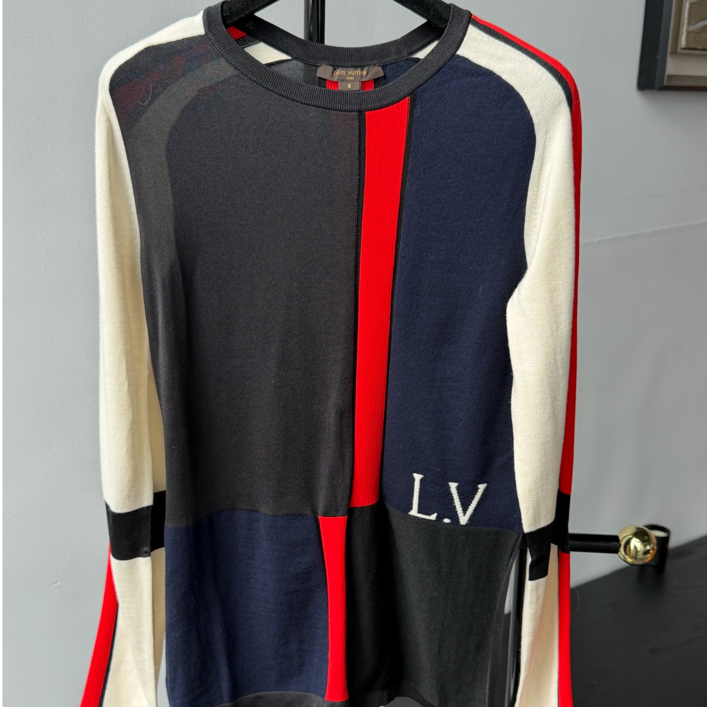99新 LouisVuitton/路易威登  LV路易威登拼色针织上衣 S码 