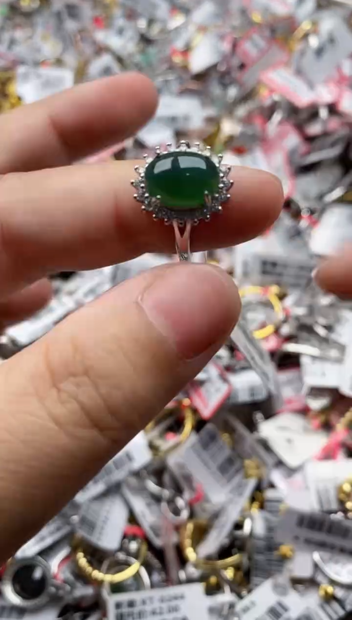 【闪购商品】翡翠戒指银S925镶嵌22222---9