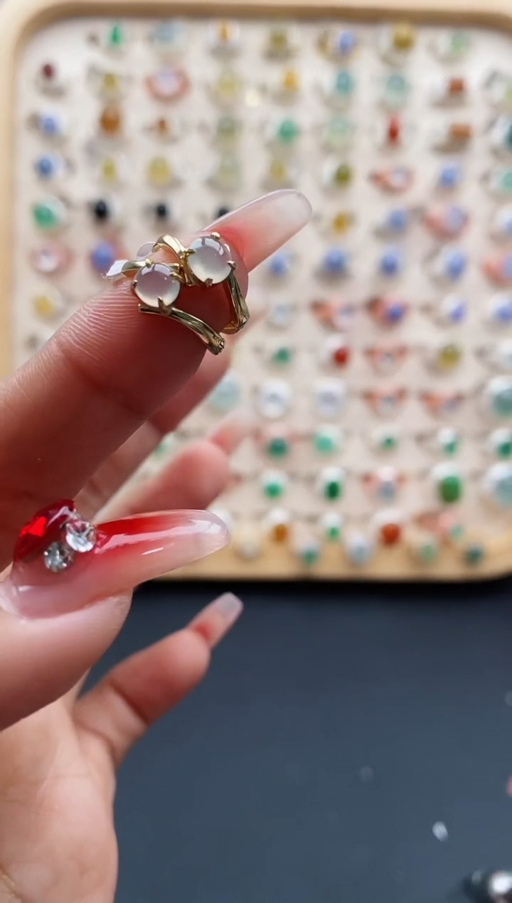 【闪购商品】翡翠戒指银S925镶嵌缅甸天然A货翡翠111 8+10