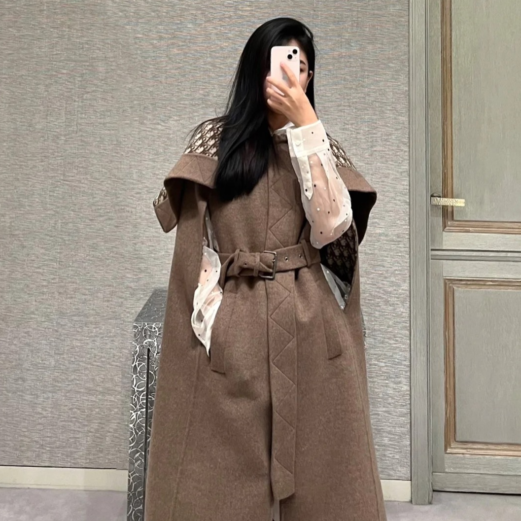 99新 DIOR/迪奥 Dior 棕色斗篷大衣 40  10969567