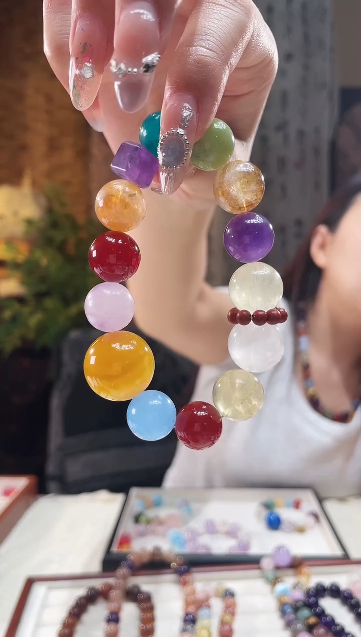未镶嵌手串水晶黄纹多宝手串