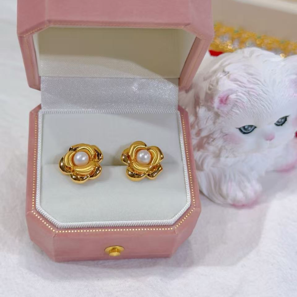 【苏妮法】足金999 小香玫瑰花女士耳钉5D时尚法式优雅气质百搭精致