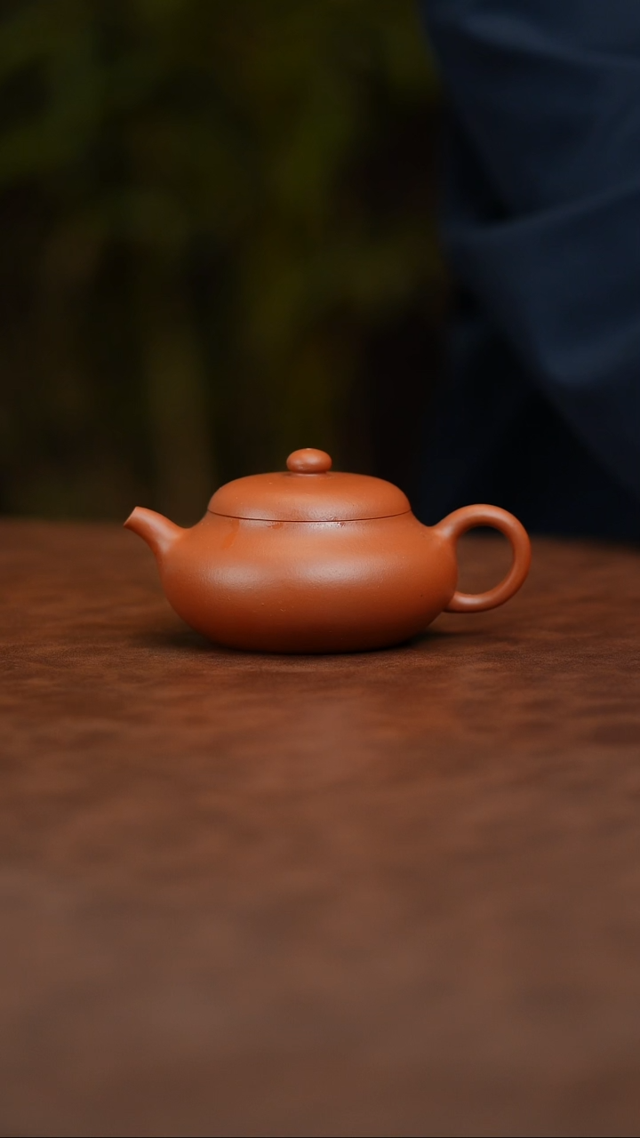 茶壶紫砂微微瑕 扁梨 120CC 朱泥  