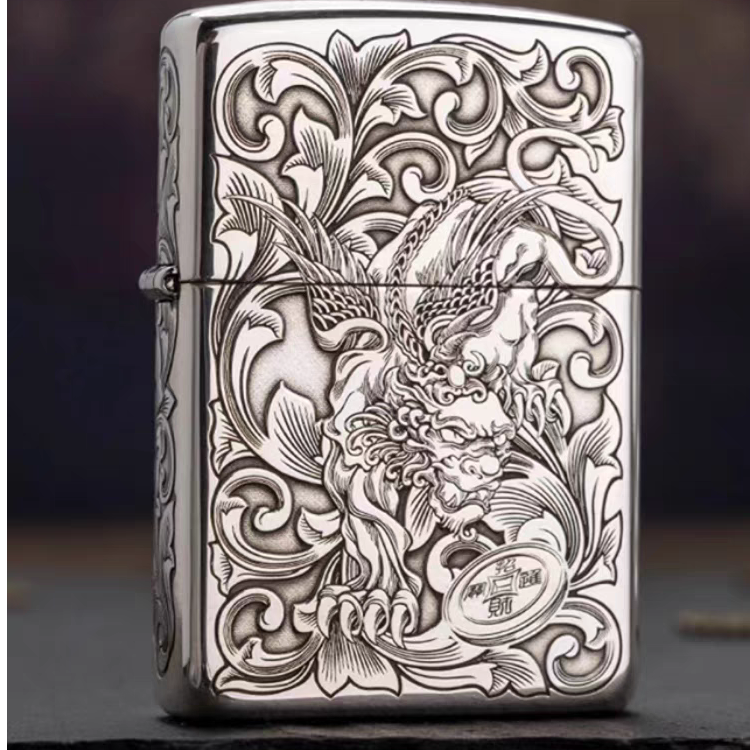 【CC】Zippo打火机W纯银盔甲财色