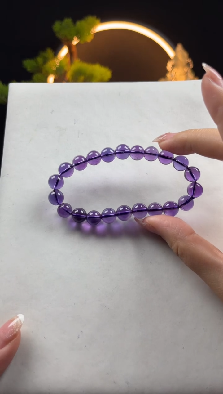 【闪购商品】紫晶手链未镶嵌天然紫水晶圆珠手串8mm