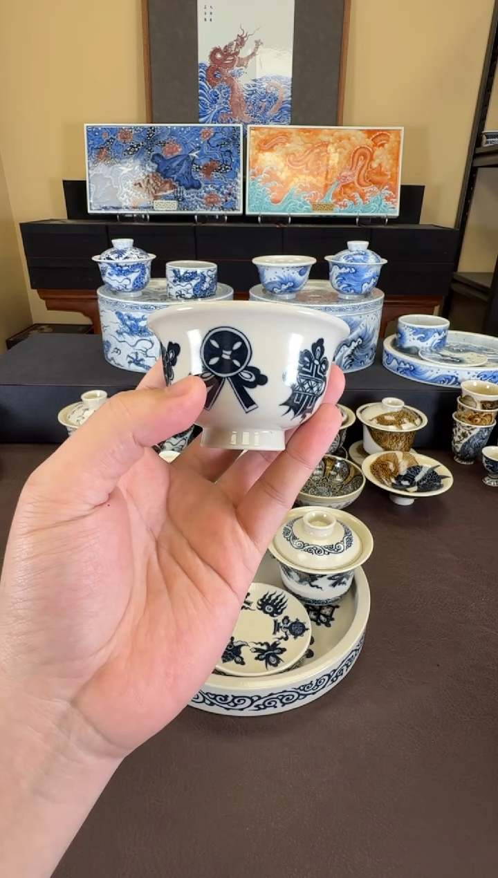 杂宝纹小压手杯二号釉