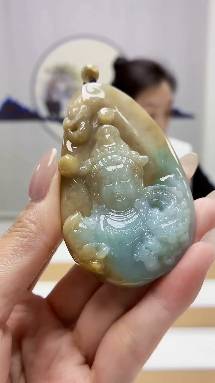 未镶嵌定制翡翠5160MM-毛货挂件79