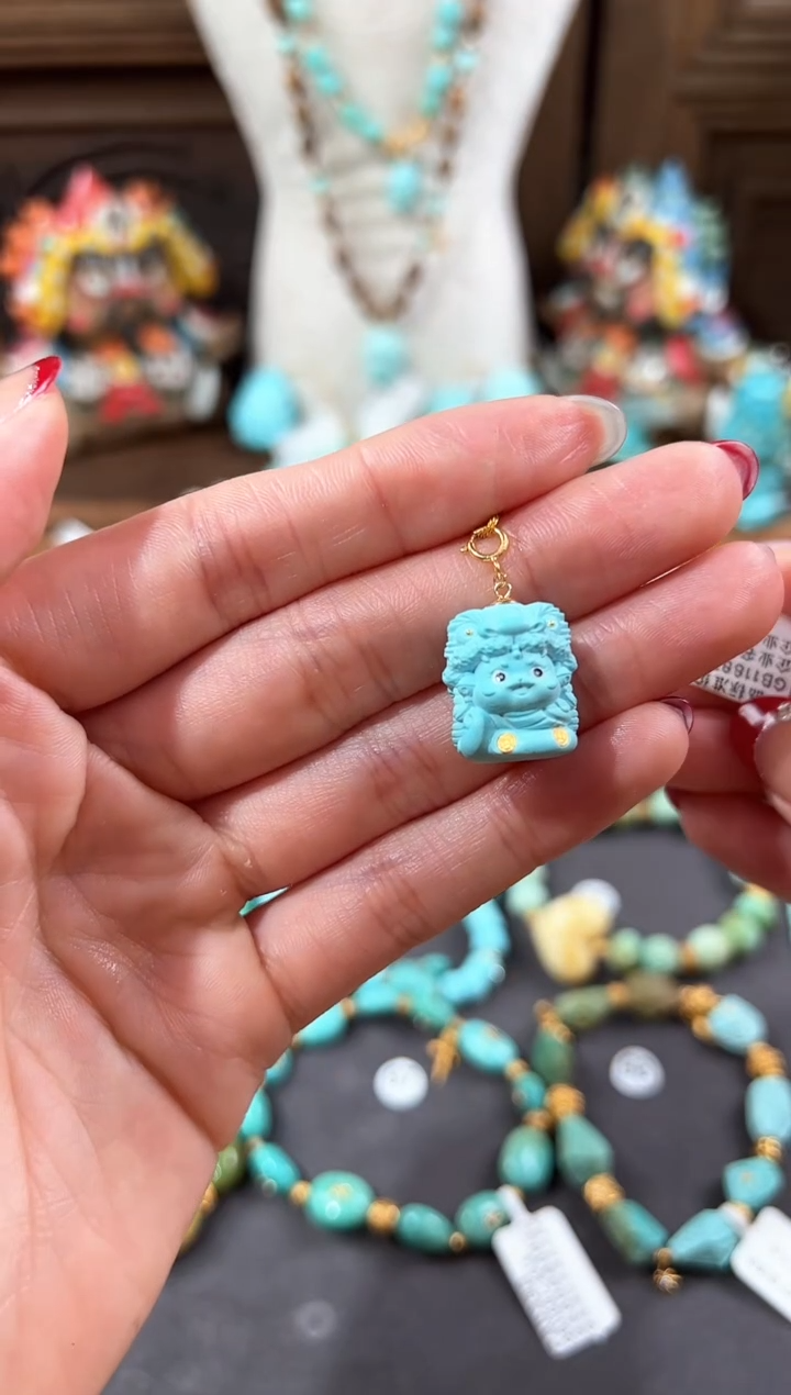 【闪购商品】绿松石颈饰18K金镶嵌绿松石吊坠