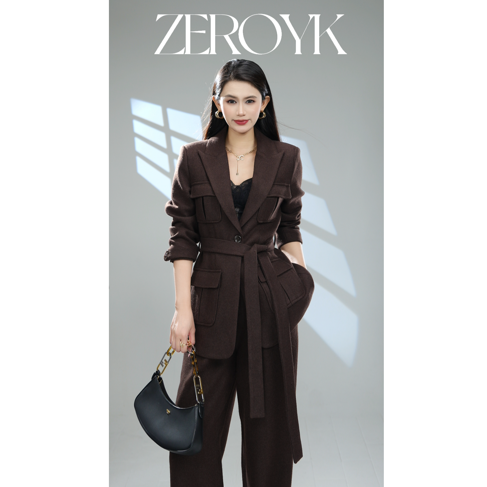 ZEROYK【翎蔻】深圳南油纯色时尚休闲通勤气质设计师套装